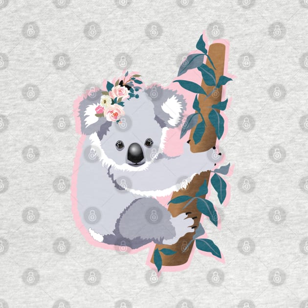 Koala Bear with flowers by HotPinkStudio.Me